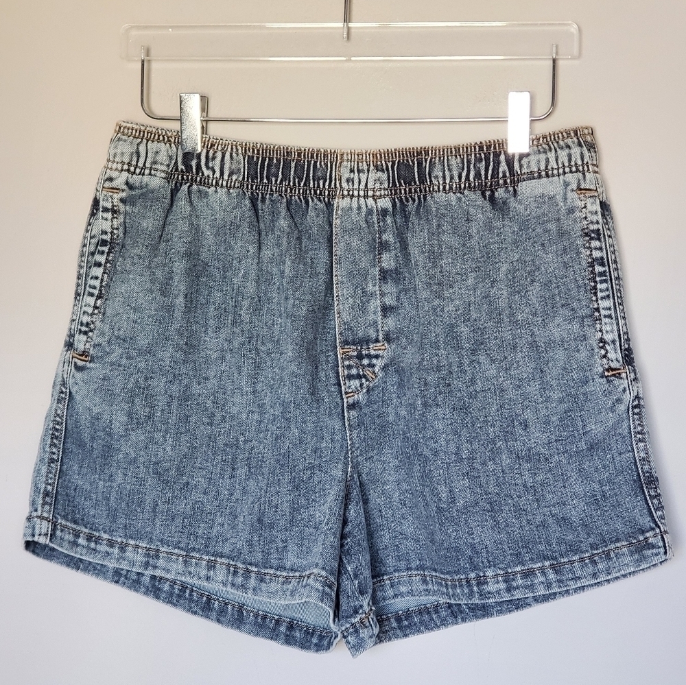 ZARA Elastic Waist Pull-On High Rise Waist Women's Mineral Wash Shorts Size M